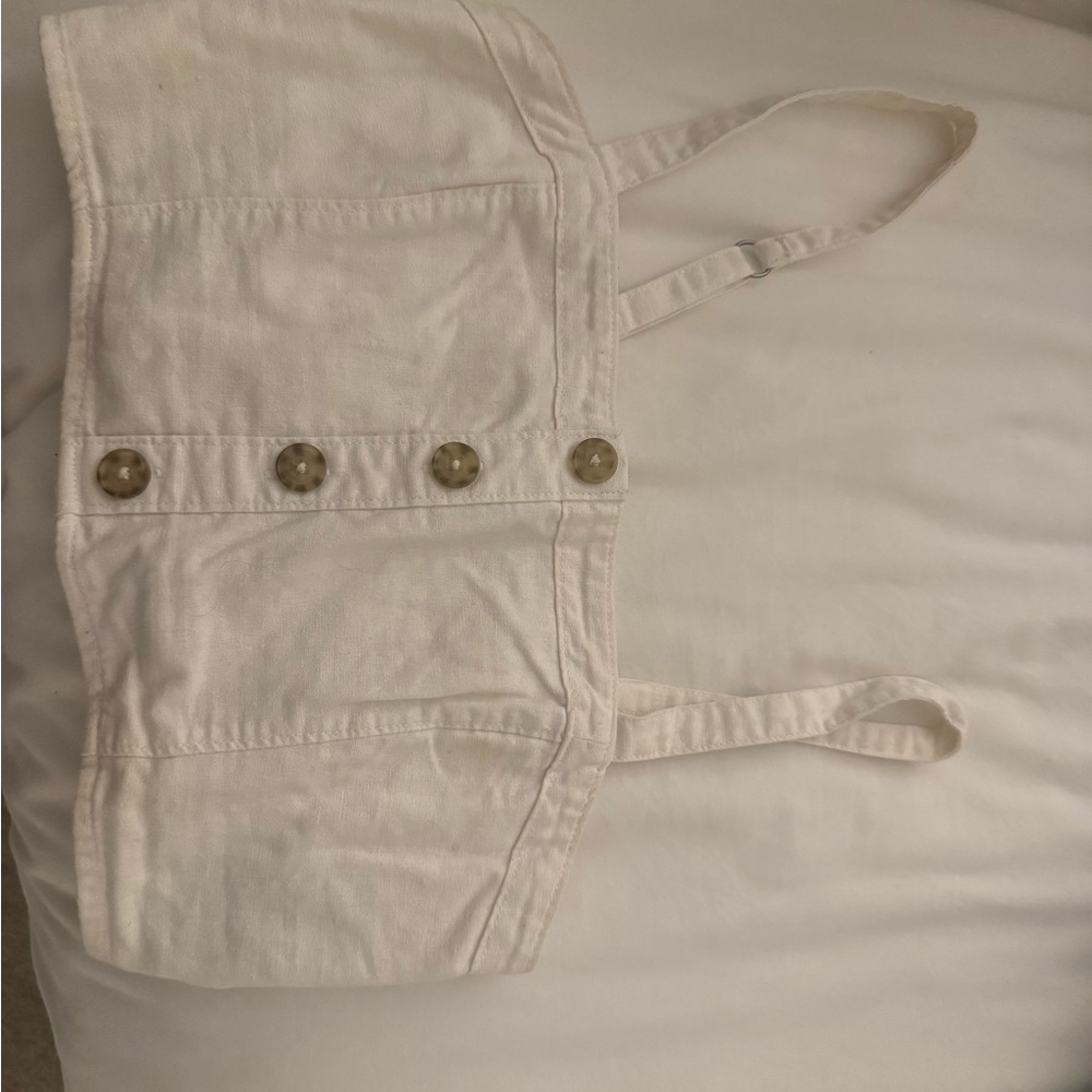 Abercrombie & Fitch White Button-Front Crop Top